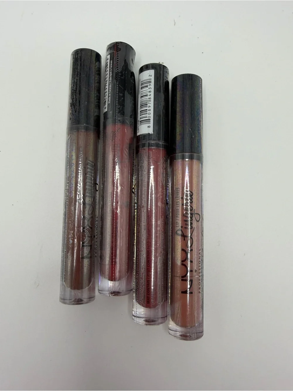 NYX Lip Lingerie Liquid Lipstick Set — Brown, Rose, Mauve, Shimmer Nude